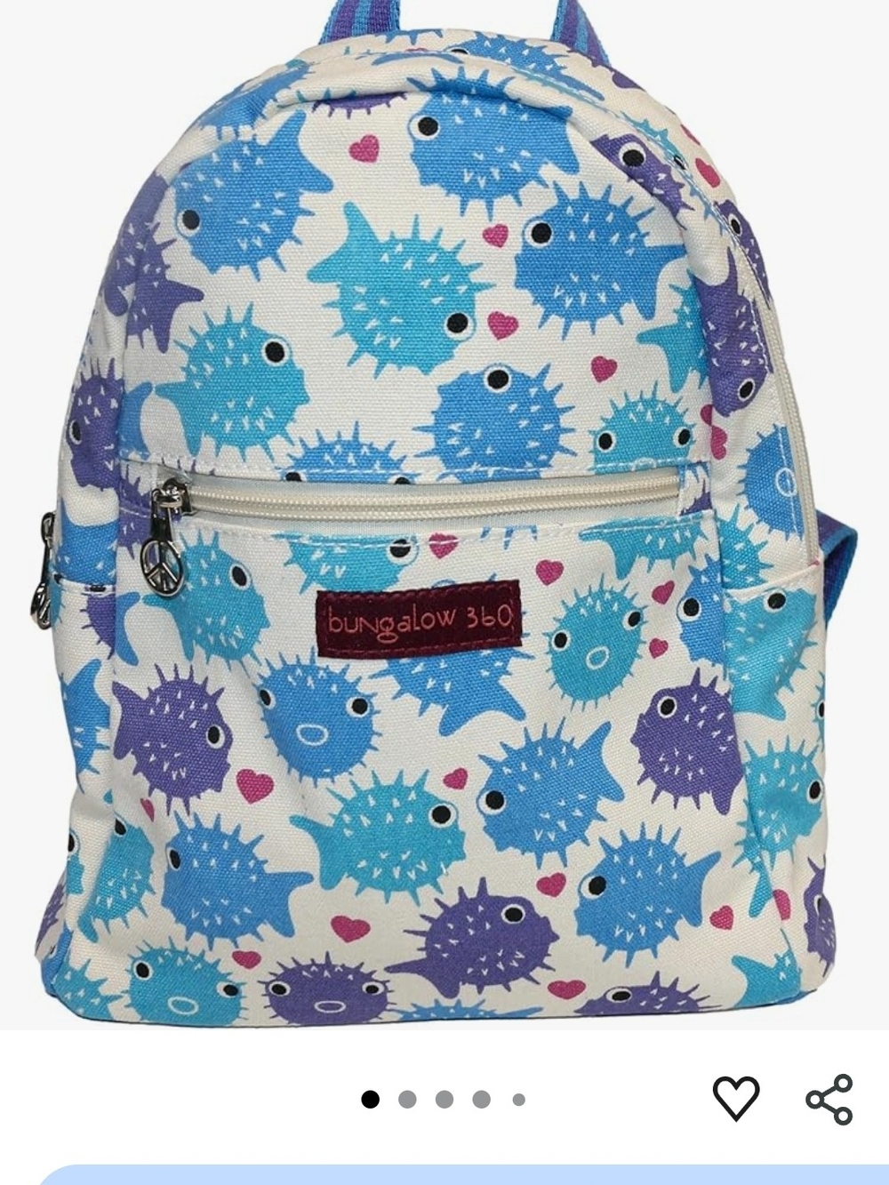 Bungalow 360 Kids Puffer Fish Print Backpack - Blue & Purple